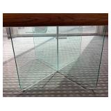 DR - Modern Oak Wood Table with Glass Base