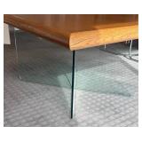 DR - Modern Oak Wood Table with Glass Base