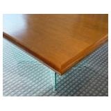 DR - Modern Oak Wood Table with Glass Base