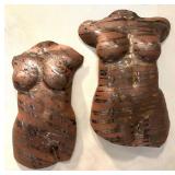 L - Two Artisan Wall Mounted Nude Torso Sculptures