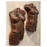 L - Two Artisan Wall Mounted Nude Torso Sculptures