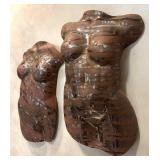 L - Two Artisan Wall Mounted Nude Torso Sculptures