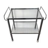 P - Vintage Chrome Bar Cart with Glass Shelves