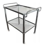 P - Vintage Chrome Bar Cart with Glass Shelves