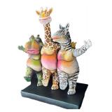 K - "Three Animal Friends Dancing" Sculpture by Munoz Garcia & Albert Ickenroth - Giraffe, Zebra & Hippo