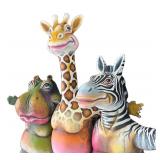 K - "Three Animal Friends Dancing" Sculpture by Munoz Garcia & Albert Ickenroth - Giraffe, Zebra & Hippo