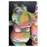 K - "Three Animal Friends Dancing" Sculpture by Munoz Garcia & Albert Ickenroth - Giraffe, Zebra & Hippo