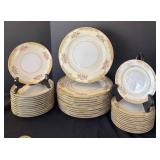 K - Vintage Noritake Rosebud China 59-Piece Formal Dinnerware Set