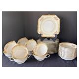 K - Vintage Noritake Rosebud Plates, Bowls and Cremes