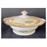 K - Vintage Noritake Rosebud Covered Serving Bowl, Creamer Pitcher & Sugar Dish