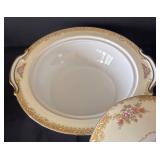 K - Vintage Noritake Rosebud Covered Serving Bowl, Creamer Pitcher & Sugar Dish