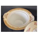 K - Vintage Noritake Rosebud Covered Serving Bowl, Creamer Pitcher & Sugar Dish