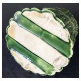 K - McCoy Vintage Asparagus Motif Canister with Lid - Green Glazed Stoneware