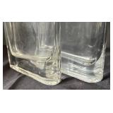 K - Two Thin Clear Glass Vases