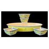 P - Caleca Ceramic Serving Bowl with Four Asian Style Dishes