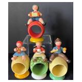 K - Vintage Erzgebirge Napkin Rings - Set of 4 East German Folk-Art Figures