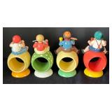 K - Vintage Erzgebirge Napkin Rings - Set of 4 East German Folk-Art Figures