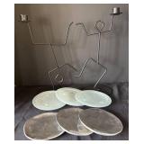 K - Two Orbit Design Figural Candle Holders with Candle Plates by Tag and More