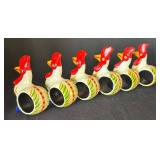 K - Six Vintage Rooster Napkin Rings