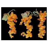 K - Vintage Imperial Marigold Grape Carnival Glass Bowl with Three Beaded Grape Bunches