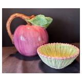 K - Pottery Barn Plum Pitcher and Fitz & Floyd Dish