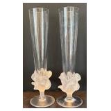 K - Pair of Glass Vases with Floral Bases