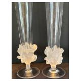 K - Pair of Glass Vases with Floral Bases