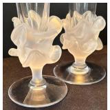 K - Pair of Glass Vases with Floral Bases