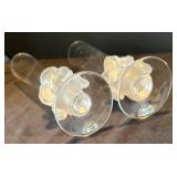 K - Pair of Glass Vases with Floral Bases