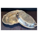 DR - Vintage Silver-Plated Serving Platter Set - 12-Inch Round Platters & Lidded Dish