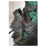 P - Frog Motif Table Lamp on Tree-Trunk Base with Ivy