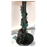 P - Frog Motif Table Lamp on Tree-Trunk Base with Ivy