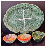DR - Lettuce & Vegetable Platter with Bowls by Bordallo Pinheiro, Fitz & Floyd and More
