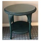 P - Forest Green Wicker Accent Table