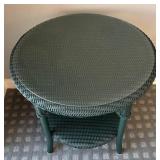 P - Forest Green Wicker Accent Table