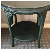 P - Forest Green Wicker Accent Table