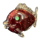 K - Artisan Hand Blown Art Glass Fish Sculpture, Signed