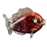 K - Artisan Hand Blown Art Glass Fish Sculpture, Signed