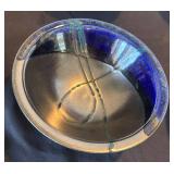 P - Set of 6 Artisan Crafted Pottery Bowls with Blue and Silver Glaze, Signed