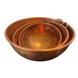P - Vintage Copper Nesting Bowls - Set of 3 Round-Bottom