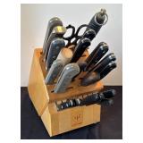 K - Wusthof Knife Block with Wusthof, Calphalon & Russell Knives