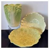 P - Lettuce & Cabbage Motif Ceramic Vase and Bowls