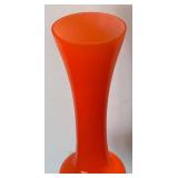 K - Orange Vintage Cased Glass Vase with Clear Twisted Stem Base
