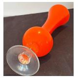 K - Orange Vintage Cased Glass Vase with Clear Twisted Stem Base