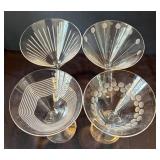 K - Four Mikasa Cheers Martini Glasses