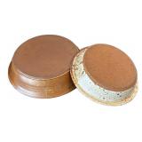 P - Two Stoneware Pie Dishes with Botanical Glazes