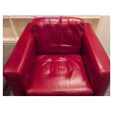 LLR - Natuzzi Red Leather Armchair with Ottoman