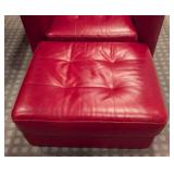 LLR - Natuzzi Red Leather Armchair with Ottoman