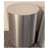 LB - Round Silver Wood Side Tables - Pair