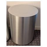 LB - Round Silver Wood Side Tables - Pair